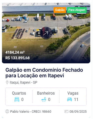 Imóveis industriais para alugar